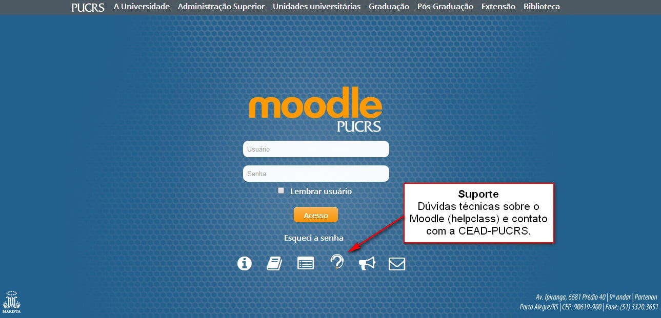 Moodle PUCRS login page